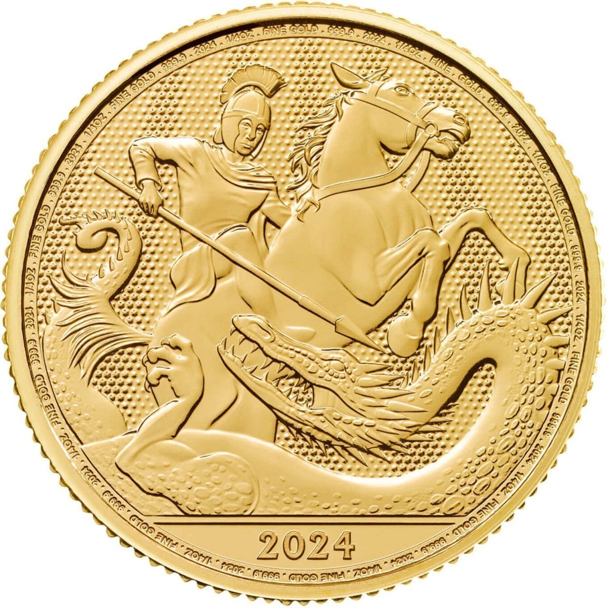 25 Pounds - Charles III St George & The Dragon; 1/4 Fine Gold reverse
