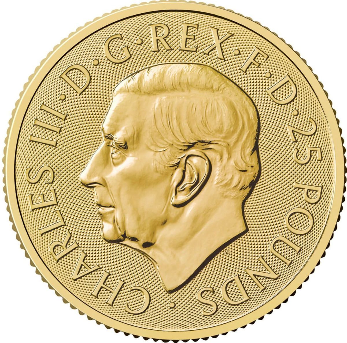 25 Pounds - Charles III St George & The Dragon; 1/4 oz Fine Gold obverse