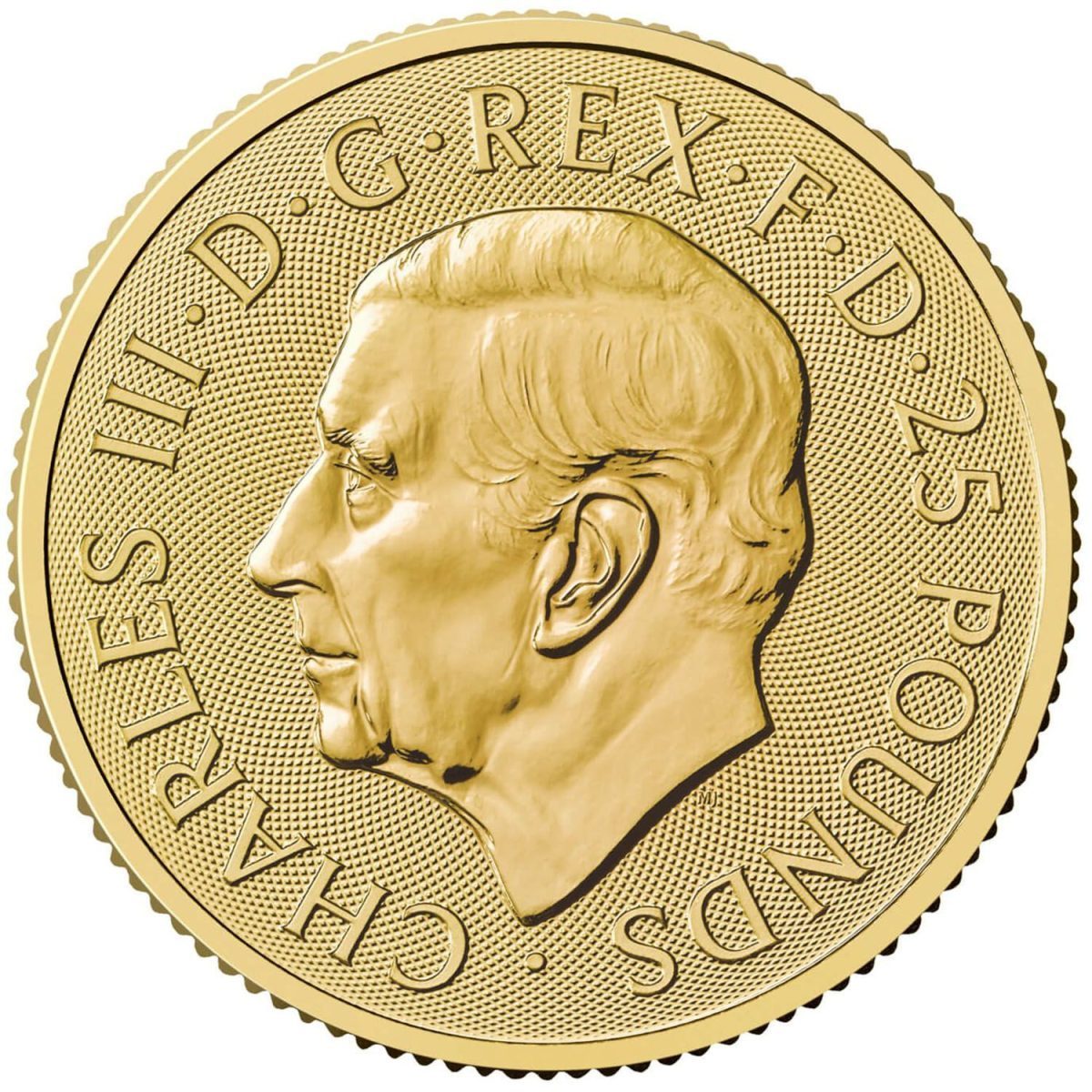 25 Pounds - Charles III The Greyhound of Richmond; 1/4 oz Fine Gold obverse