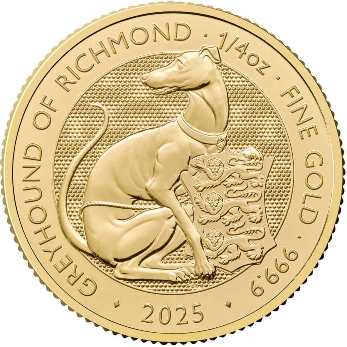 25 Pounds - Charles III The Greyhound of Richmond; 1/4 oz Fine Gold