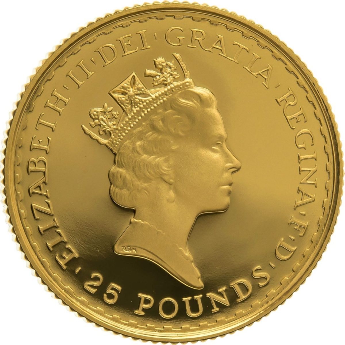 25 Pounds - Elizabeth II 3rd portrait; 1/4 oz Fine Gold obverse