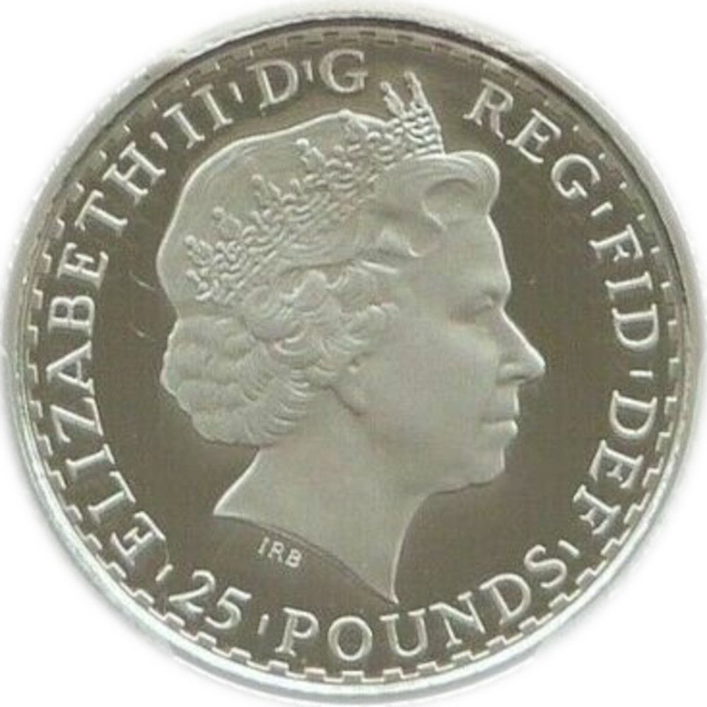 25 Pounds - Elizabeth II 4th portrait; 1/4 oz Fine Platinum obverse
