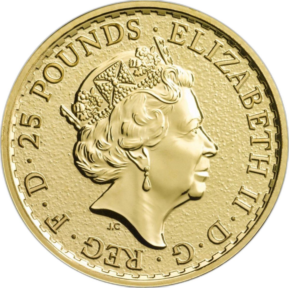 25 Pounds - Elizabeth II 5th portrait; 1/4 oz Fine Gold obverse