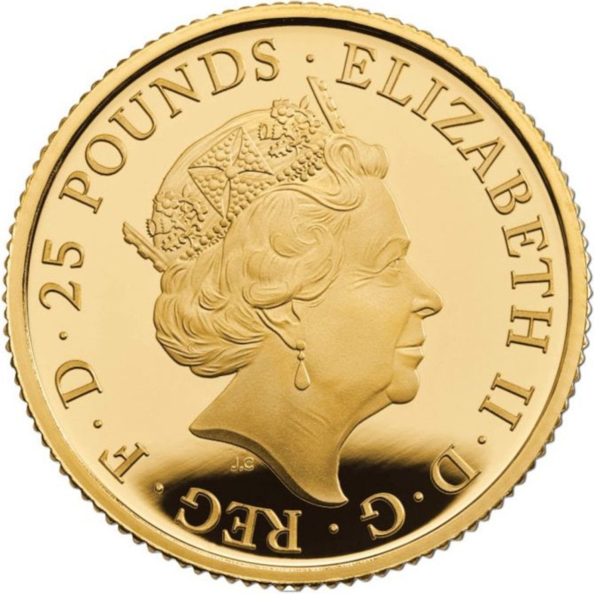 25 Pounds - Elizabeth II 5th portrait; 1/4 oz Fine Gold obverse