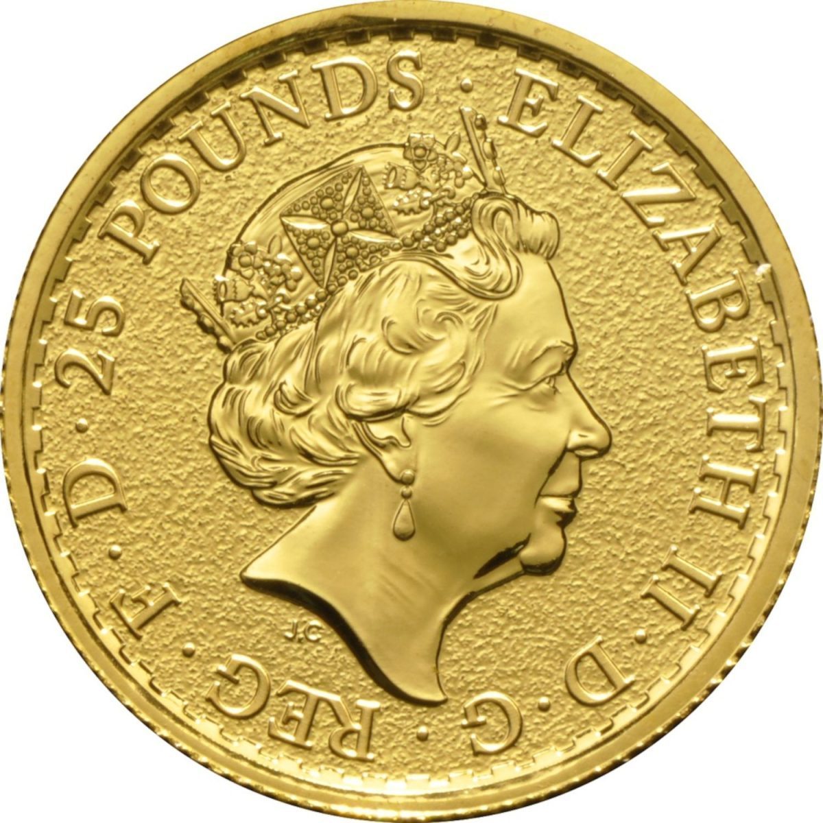 25 Pounds - Elizabeth II 5th portrait; 1/4 oz Fine Gold obverse