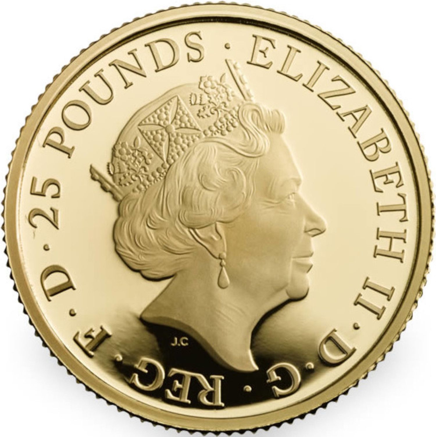 25 Pounds - Elizabeth II 5th portrait; 1/4 oz Fine Gold obverse