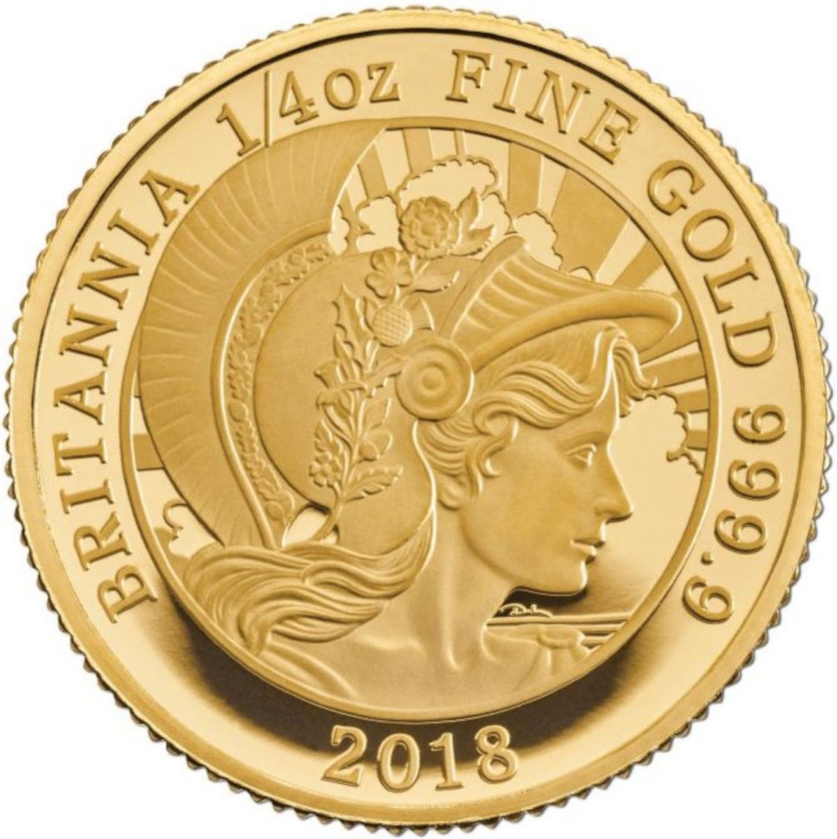 25 Pounds - Elizabeth II 5th portrait; 1/4 oz Fine Gold reverse
