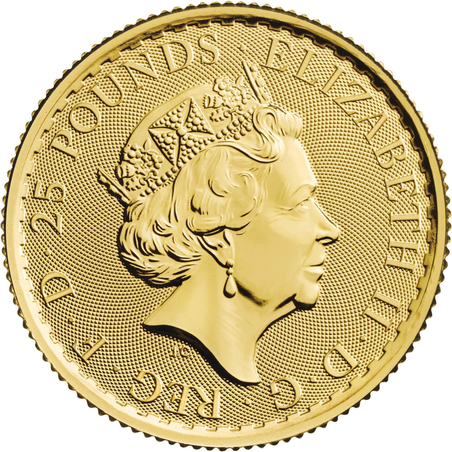 25 Pounds - Elizabeth II 5th portrait; 1/4 oz Fine Gold obverse