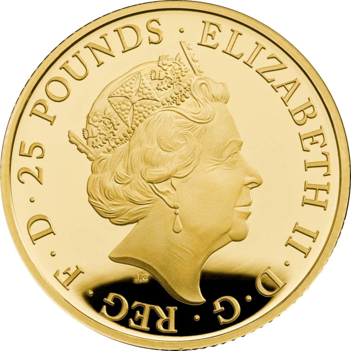 25 Pounds - Elizabeth II 5th portrait; 1/4 oz Fine Gold obverse