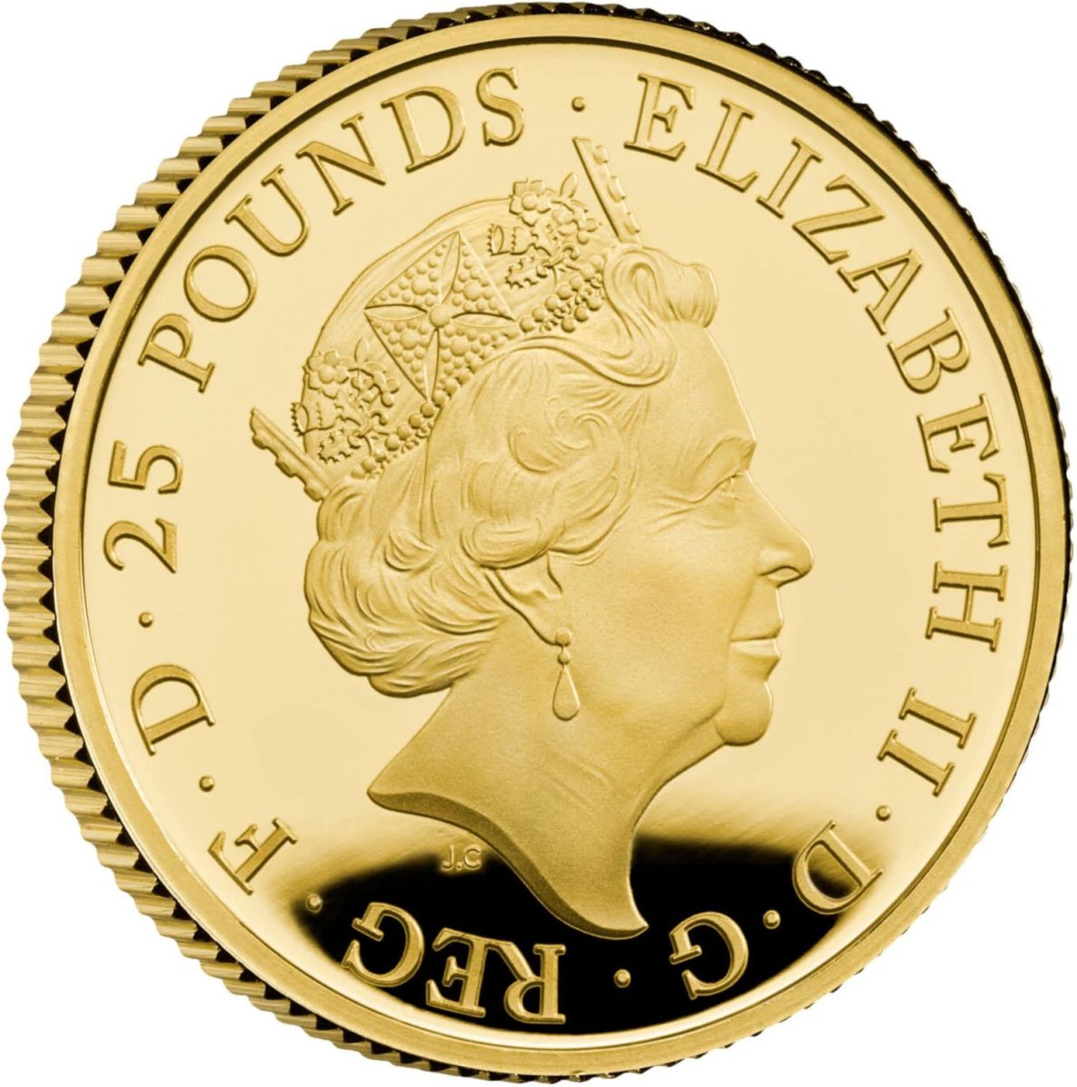 25 Pounds - Elizabeth II 5th portrait; 1/4 oz Fine Gold obverse