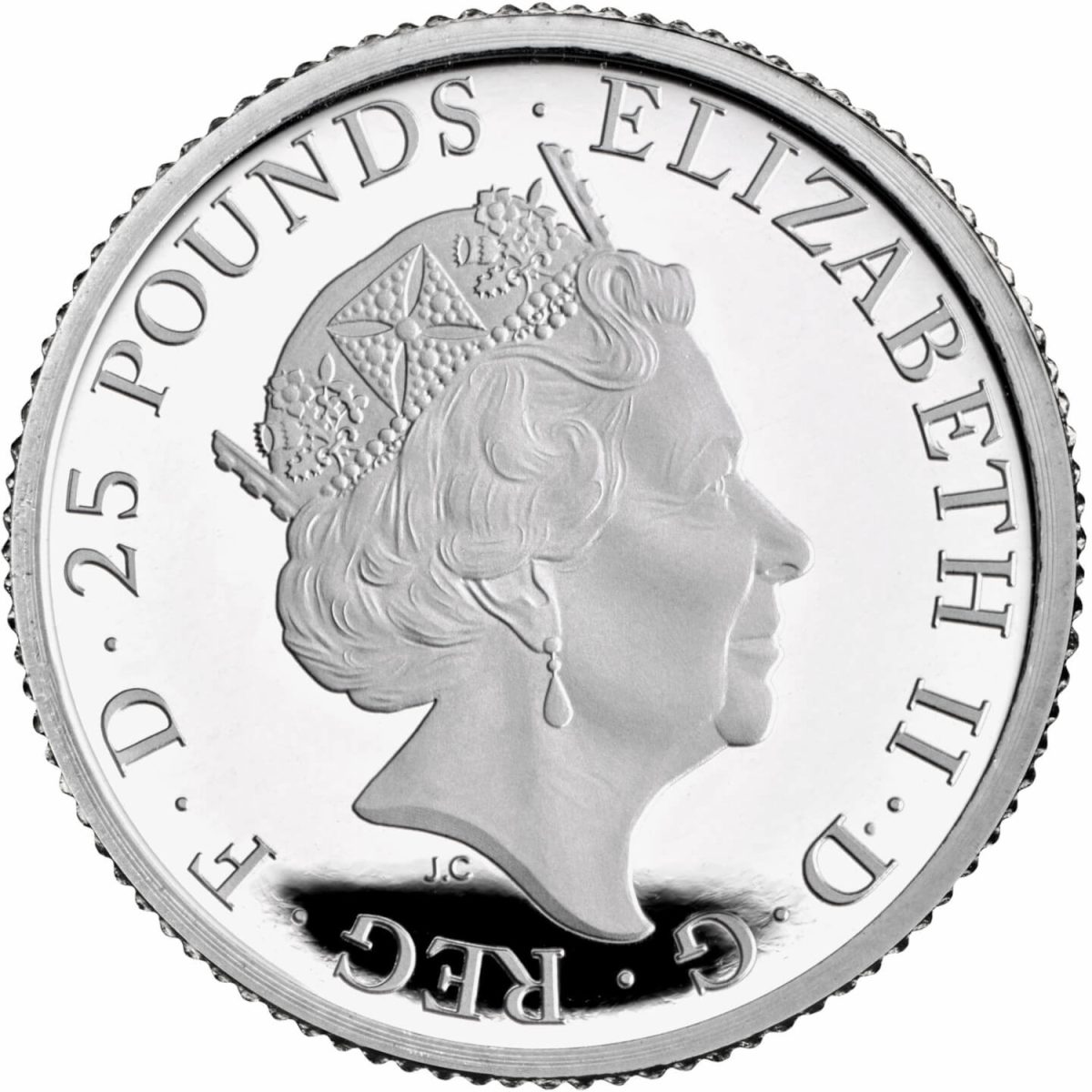 25 Pounds - Elizabeth II 5th portrait; 1/4 oz Fine Platinum obverse