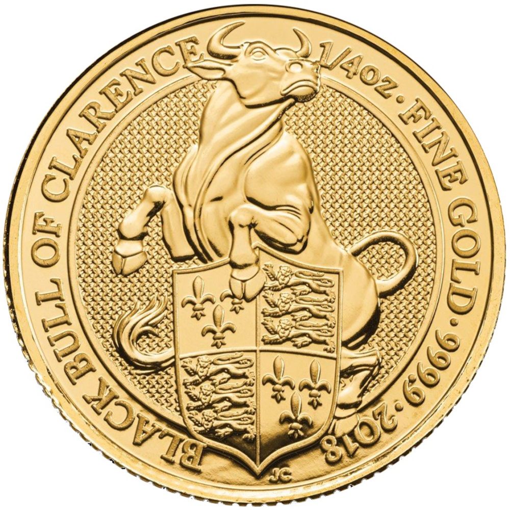 25 Pounds - Elizabeth II Black Bull of Clarence; 1/4 oz Fine Gold