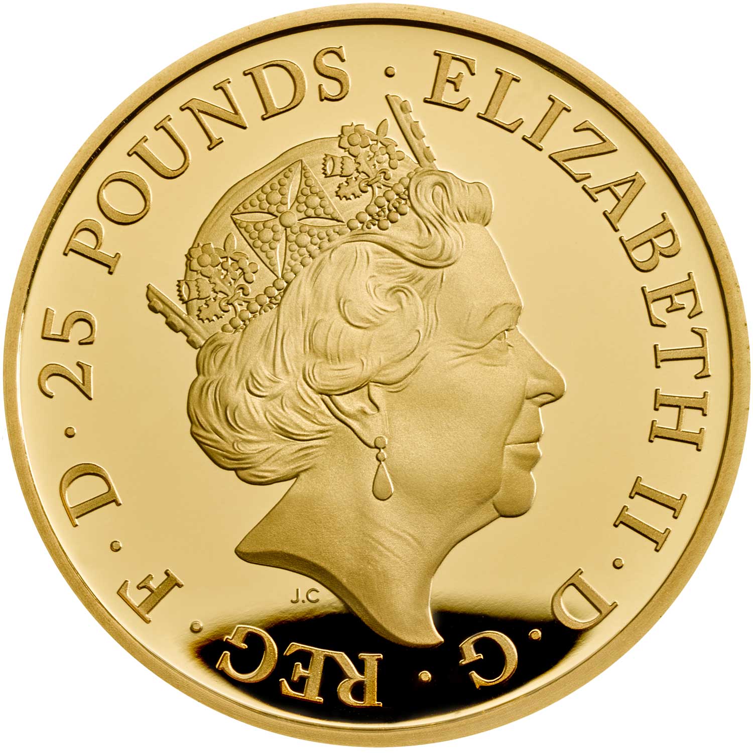 25 Pounds - Elizabeth II Falcon of Plantagenets; Gold Proof obverse