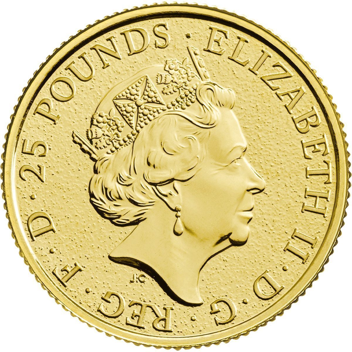 25 Pounds - Elizabeth II Griffin of Edward III; 1/4 oz Fine Gold obverse