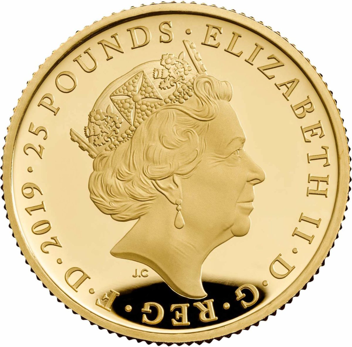 25 Pounds - Elizabeth II Legend of the Ravens; Gold Proof obverse