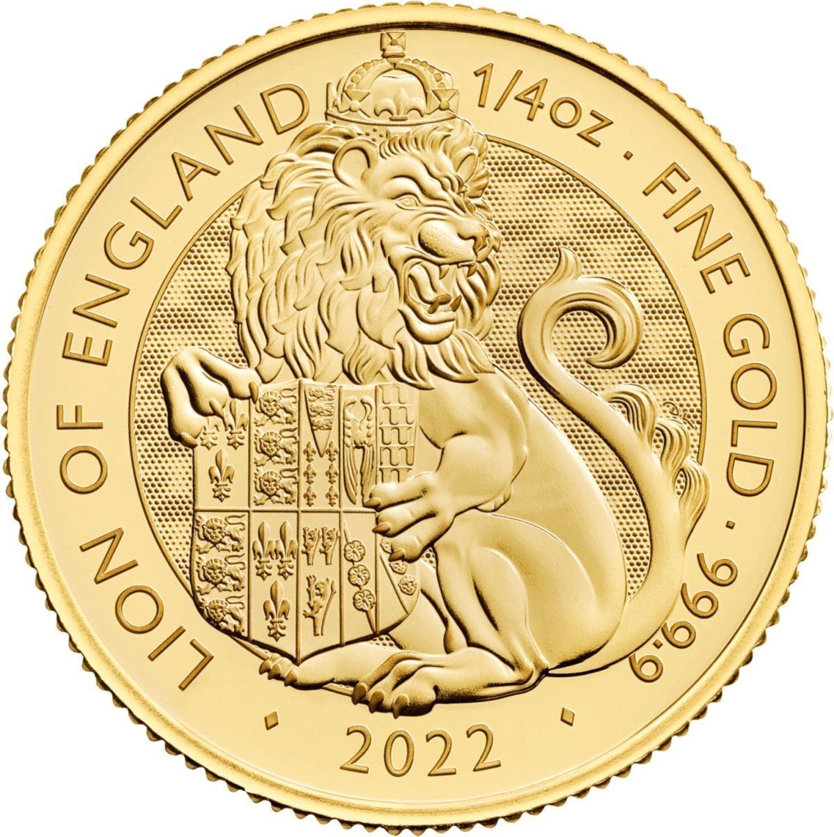 25 Pounds - Elizabeth II Lion of England; 1/4 oz Fine Gold