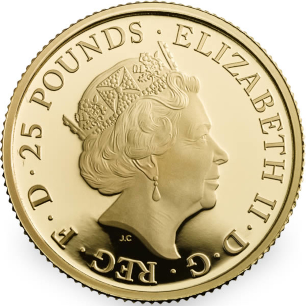 25 Pounds - Elizabeth II Lion of England; Gold Proof obverse