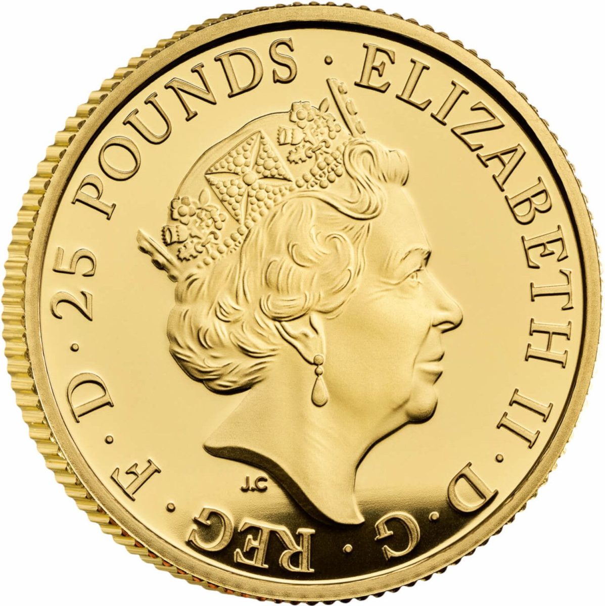 25 Pounds - Elizabeth II Lion of England; Gold Proof obverse