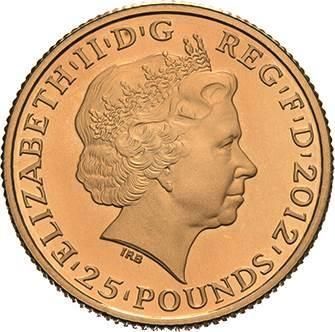 25 Pounds - Elizabeth II Minerva - Fortius; Gold Proof obverse