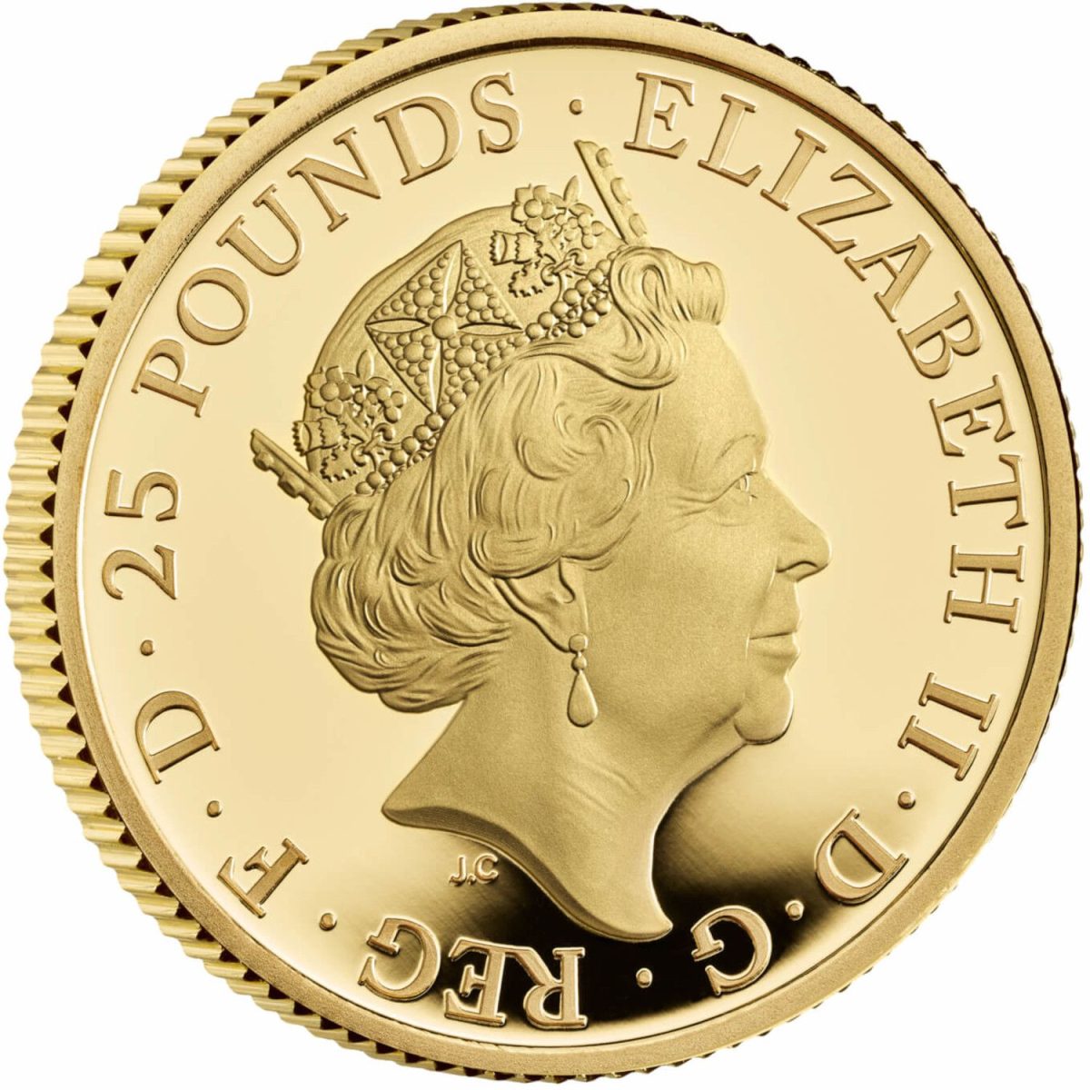 25 Pounds - Elizabeth II Posthumous; Yale of Beaufort; Gold Proof obverse