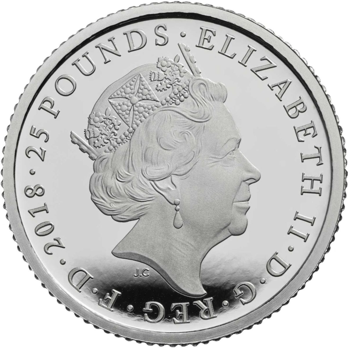 25 Pounds - Elizabeth II Prince Charles 70th Birthday; Platinum Proof obverse