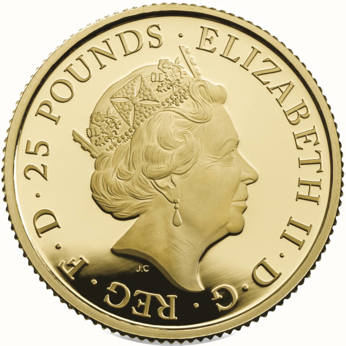 25 Pounds - Elizabeth II Red Dragon of Wales; Gold Proof obverse