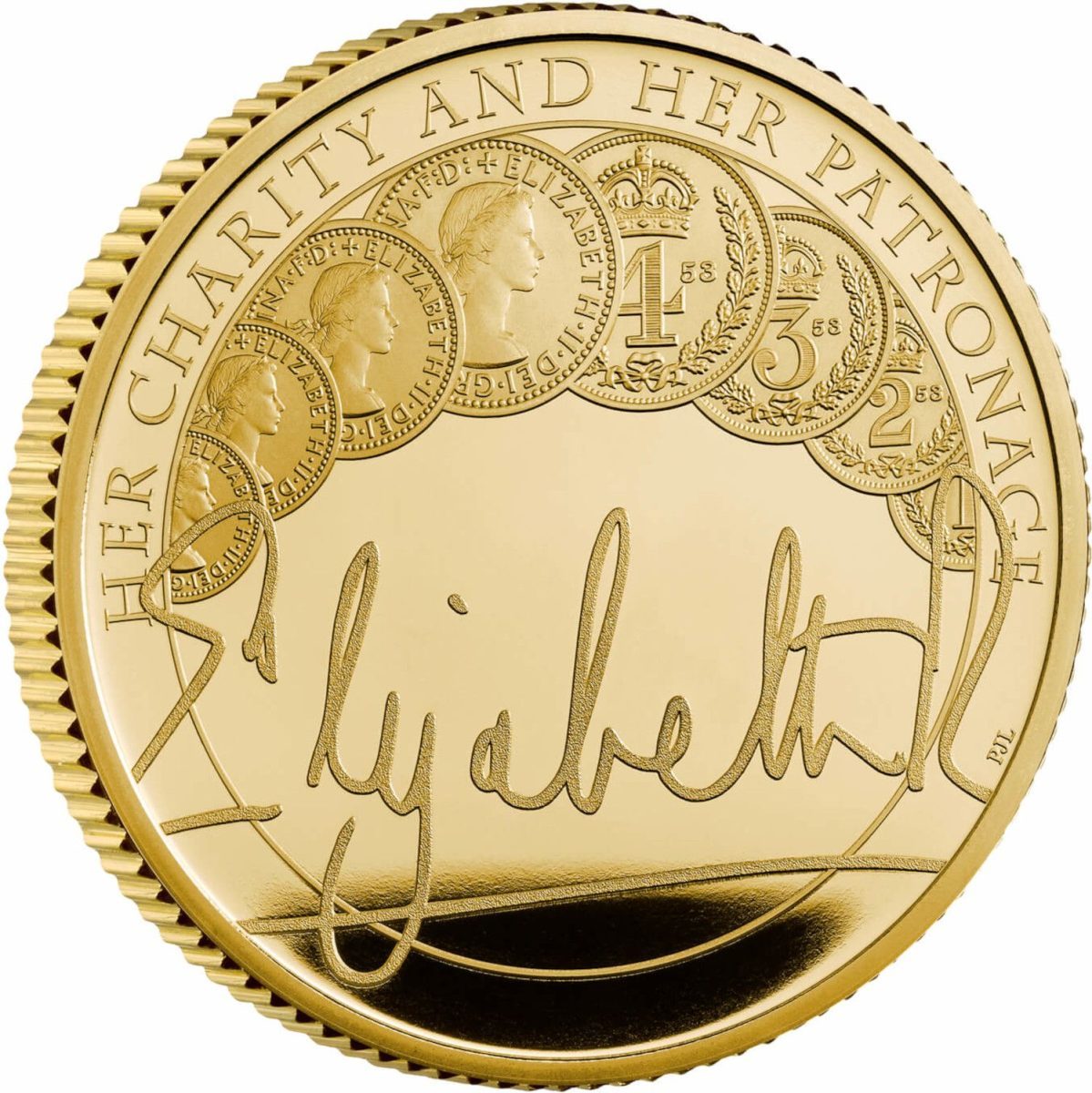25 Pounds - Elizabeth II The Queen's Reign, Charity and Patronage; Gold Proof reverse