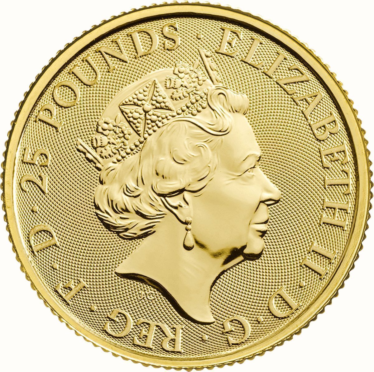 25 Pounds - Elizabeth II Unicorn of Scotland; 1/4 oz Fine Gold obverse