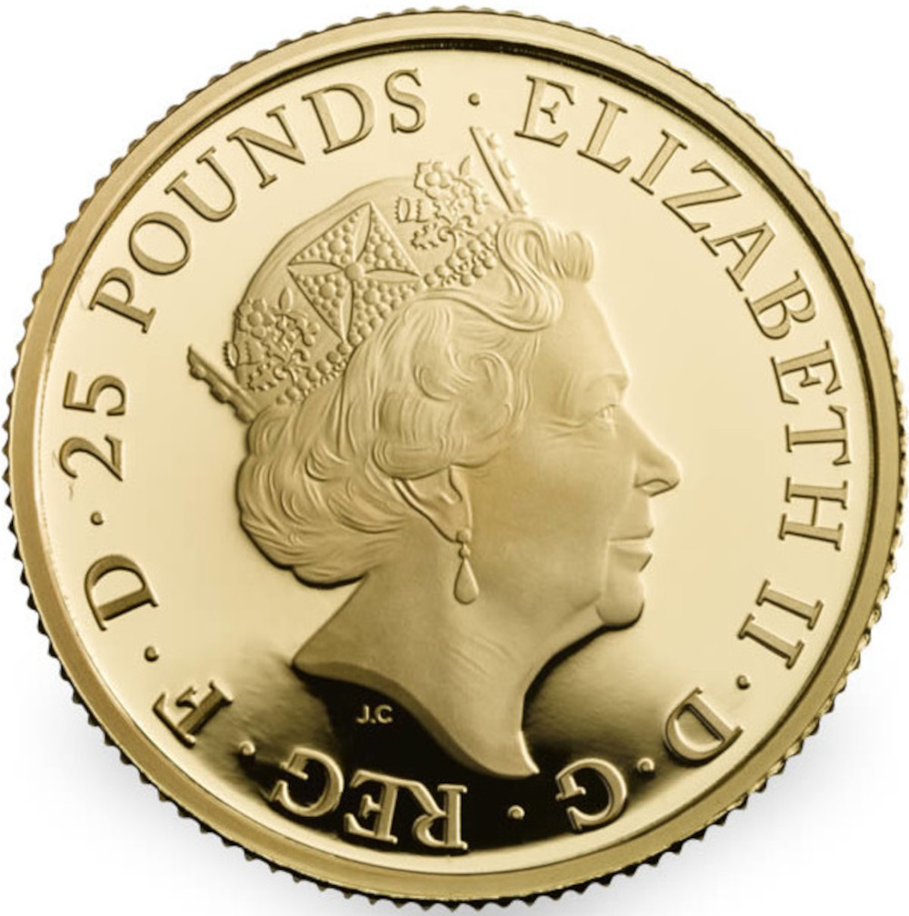 25 Pounds - Elizabeth II Unicorn of Scotland; Gold Proof obverse