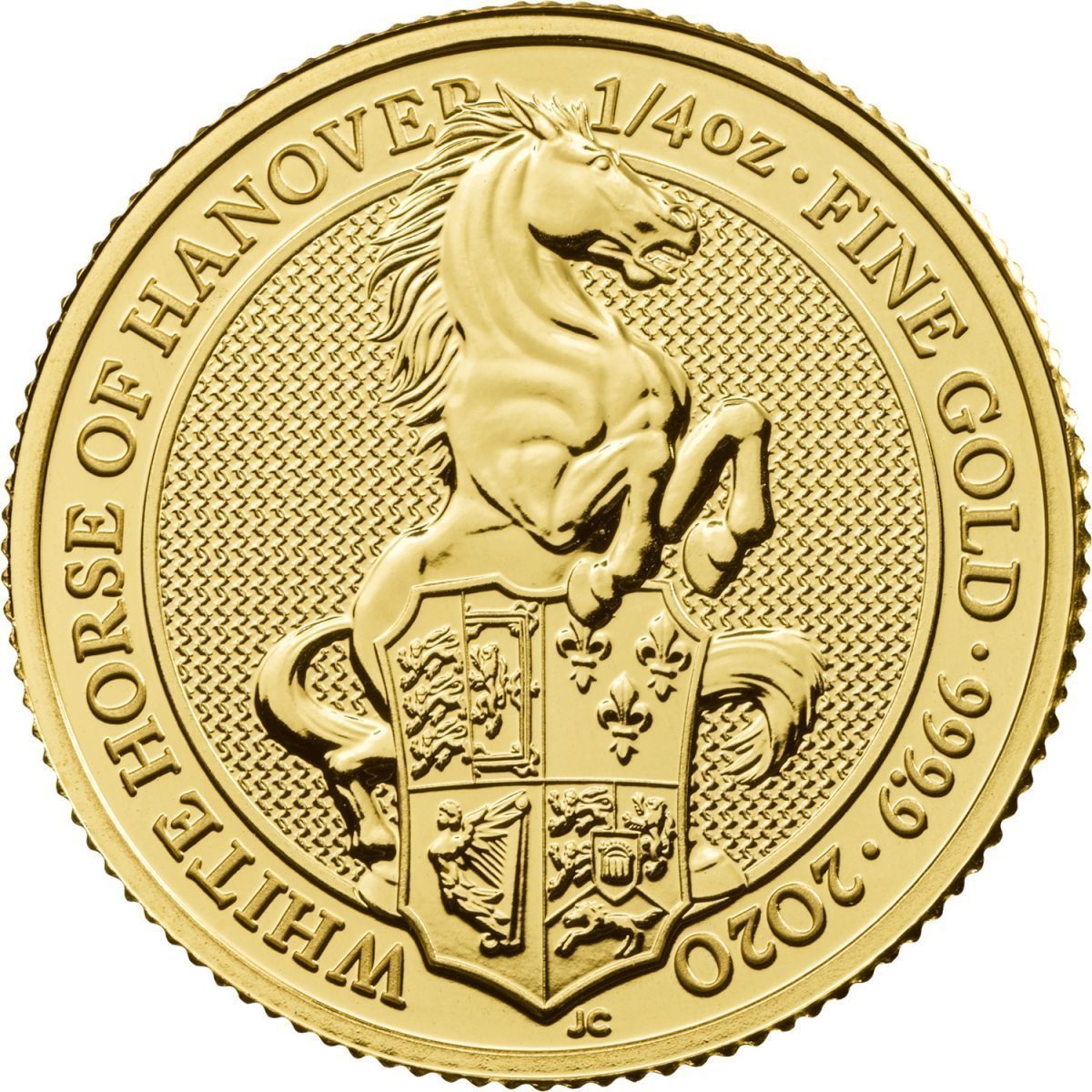 25 Pounds - Elizabeth II White Horse of Hanover; 1/4 oz Fine Gold