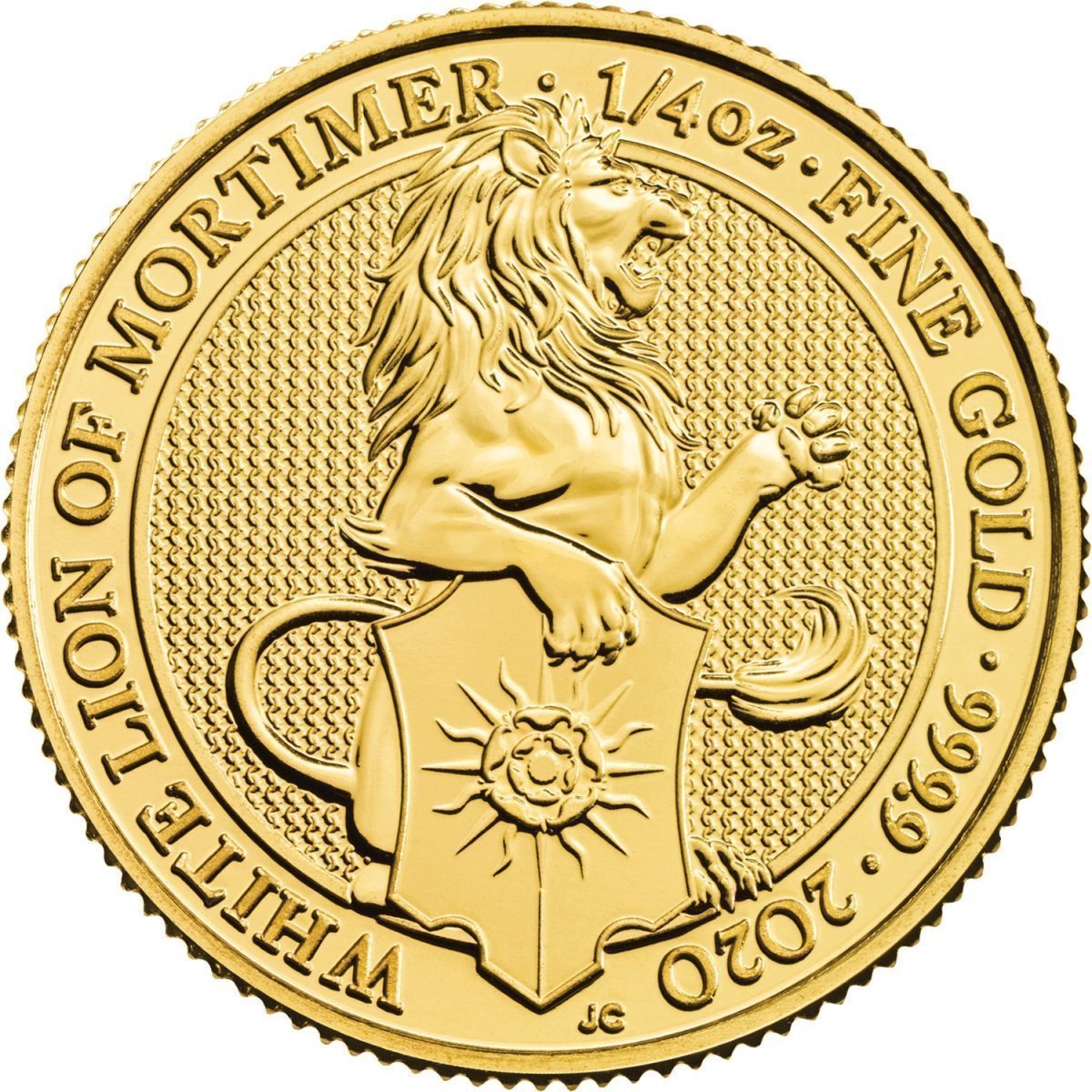 25 Pounds - Elizabeth II White Lion of Mortimer; 1/4 oz Fine Gold reverse