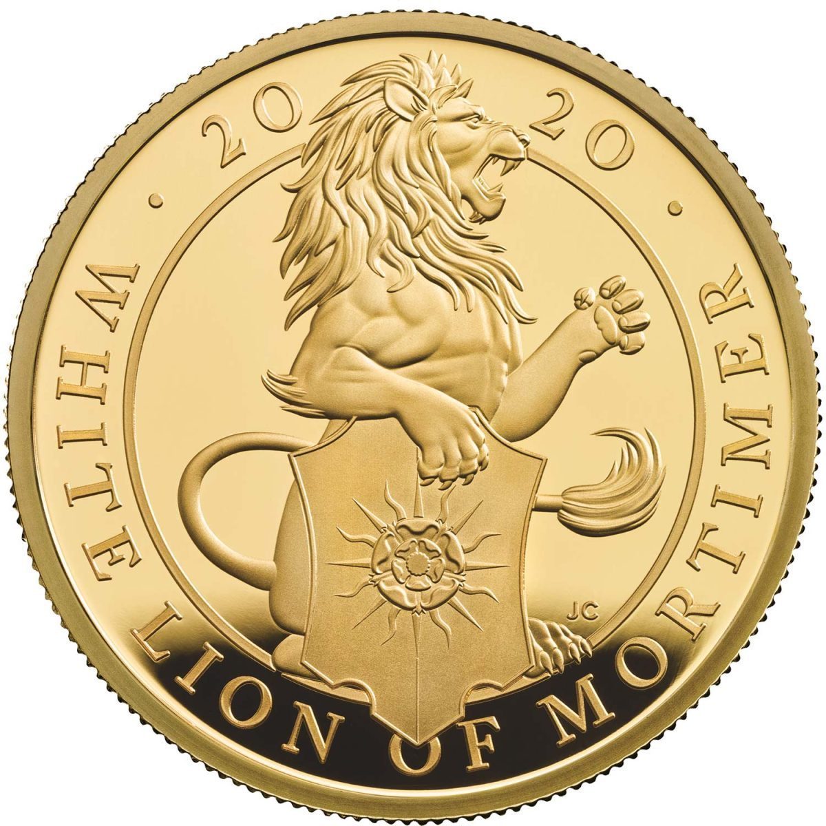 25 Pounds - Elizabeth II White Lion of Mortimer; Gold Proof reverse