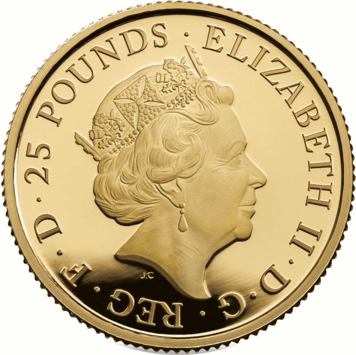 25 Pounds - Elizabeth II William Shakespeare; Gold Proof obverse
