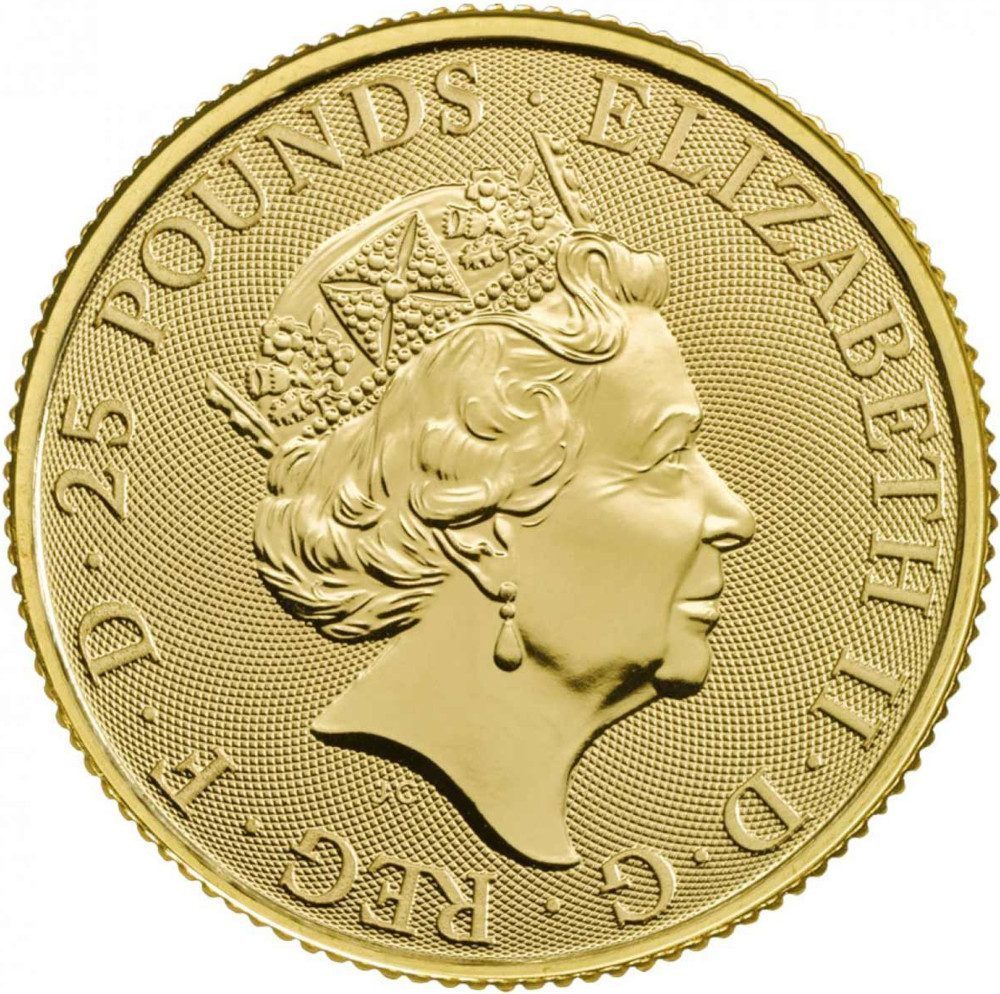 25 Pounds - Elizabeth II Year of the Dog; 1/4 oz Fine Gold obverse