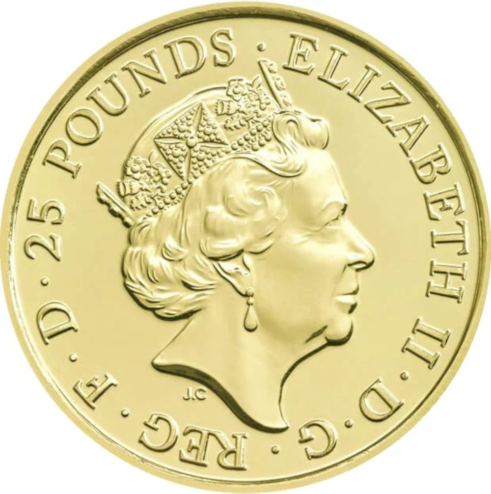 25 Pounds - Elizabeth II Year of the Monkey; 1/4 oz Fine Gold obverse