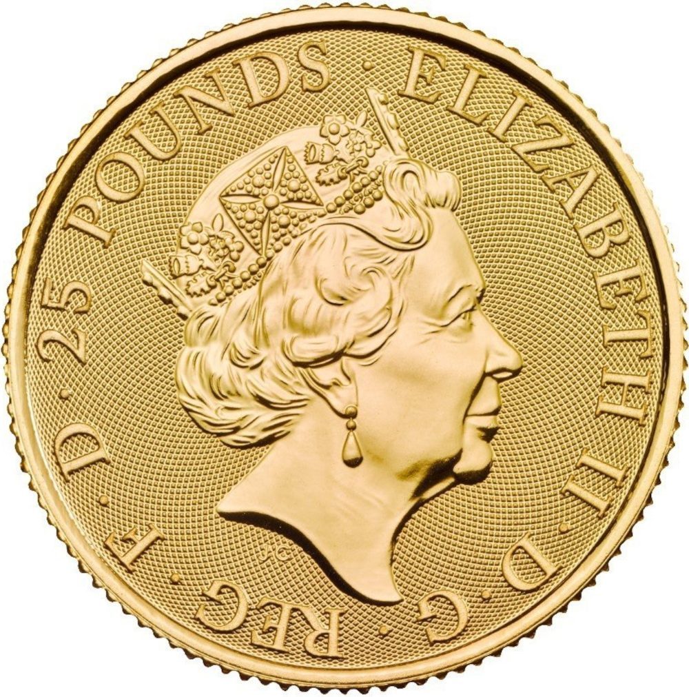 25 Pounds - Elizabeth II Year of the Rat; 1/4 oz Fine Gold obverse