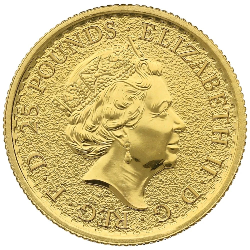 25 Pounds - Elizabeth II Year of the Rooster; 1/4 oz Fine Gold obverse