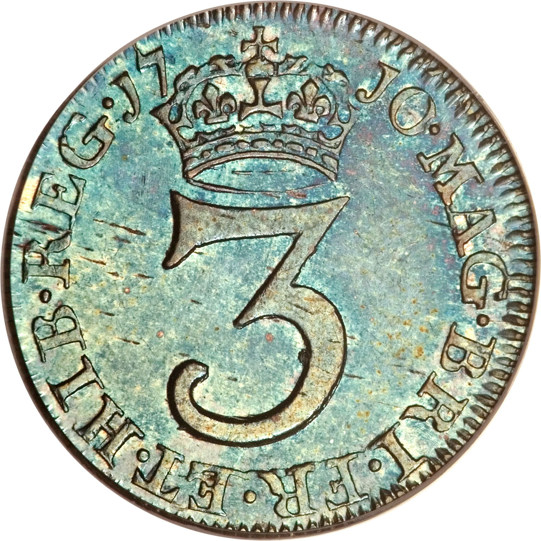 3 Pence - Anne 3rd bust; incl. Maundy reverse