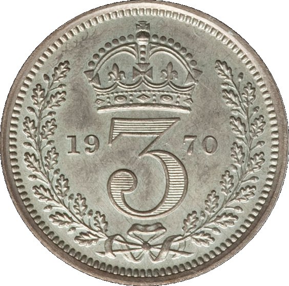 3 Pence - Elizabeth II Maundy pre-decimal; 2nd issue reverse