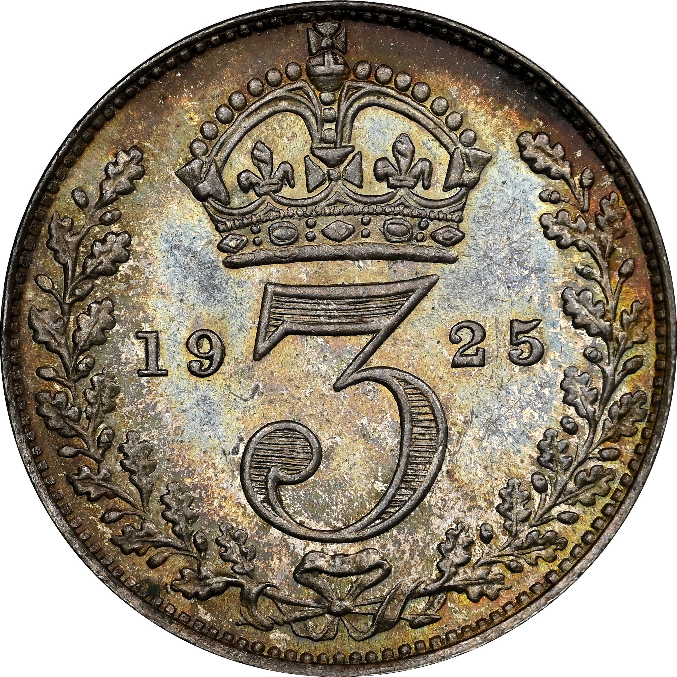 3 Pence - George V 2nd issue; incl. Maundy reverse