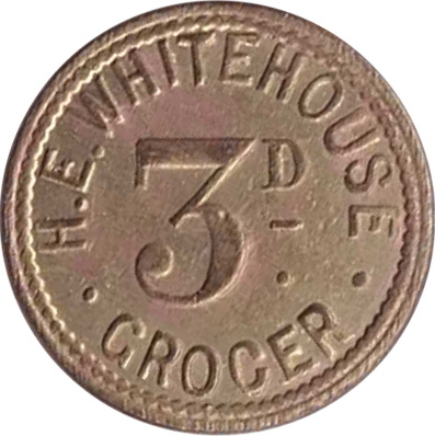3 Pence - H. E. Whitehouse Grocer reverse