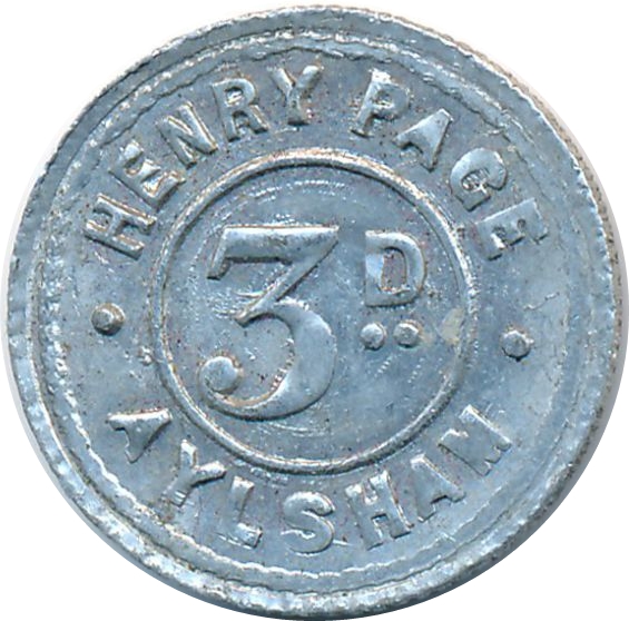 3 Pence - Henry Page Aylsham reverse