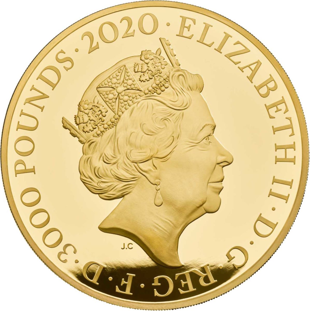 3000 Pounds - Elizabeth II The Three Graces; Gold Proof obverse