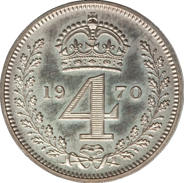 4 Pence - Elizabeth II 1st portrait; Maundy decimal reverse