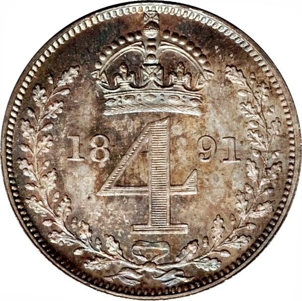 4 Pence - Victoria 2nd portrait; Maundy issues reverse