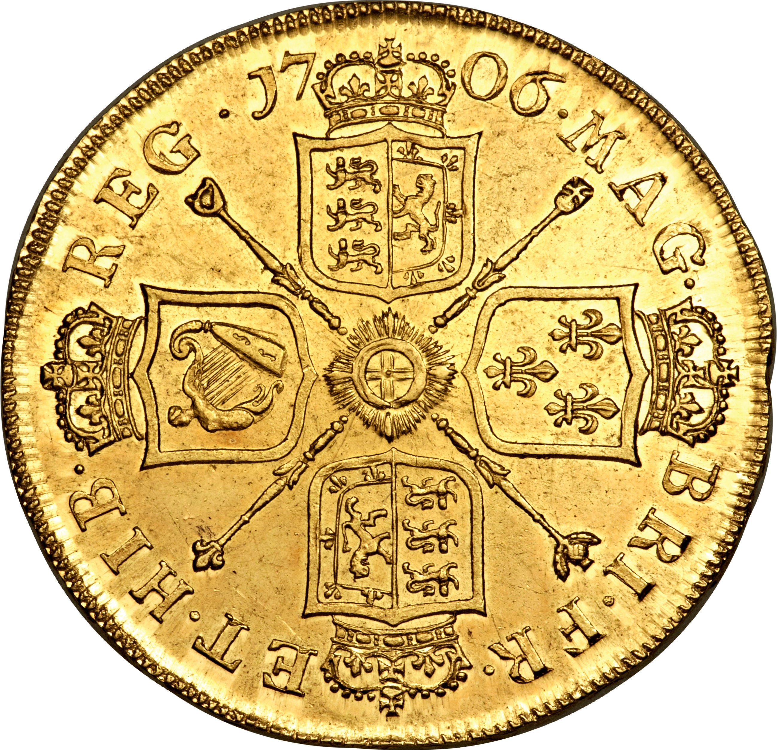 5 Guineas - Anne post-union shields reverse