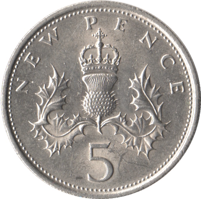 5 New Pence - Elizabeth II 2nd portrait reverse