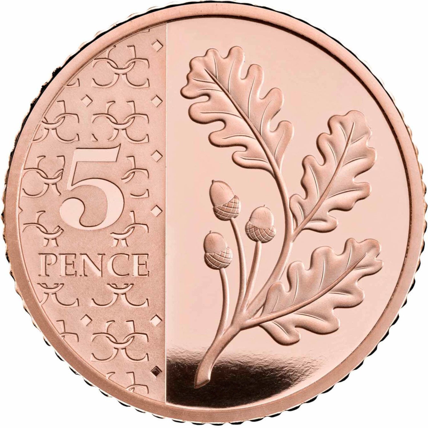 5 Pence - Charles III Oak Sprig; Gold Proof reverse