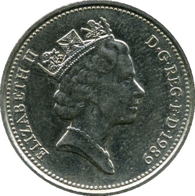 5 Pence - Elizabeth II 3rd portrait; large type obverse