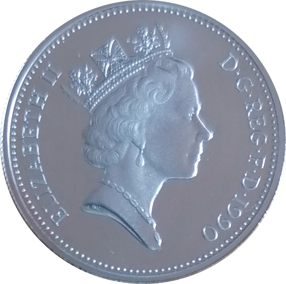 5 Pence - Elizabeth II 3rd portrait; large type; Silver Proof obverse